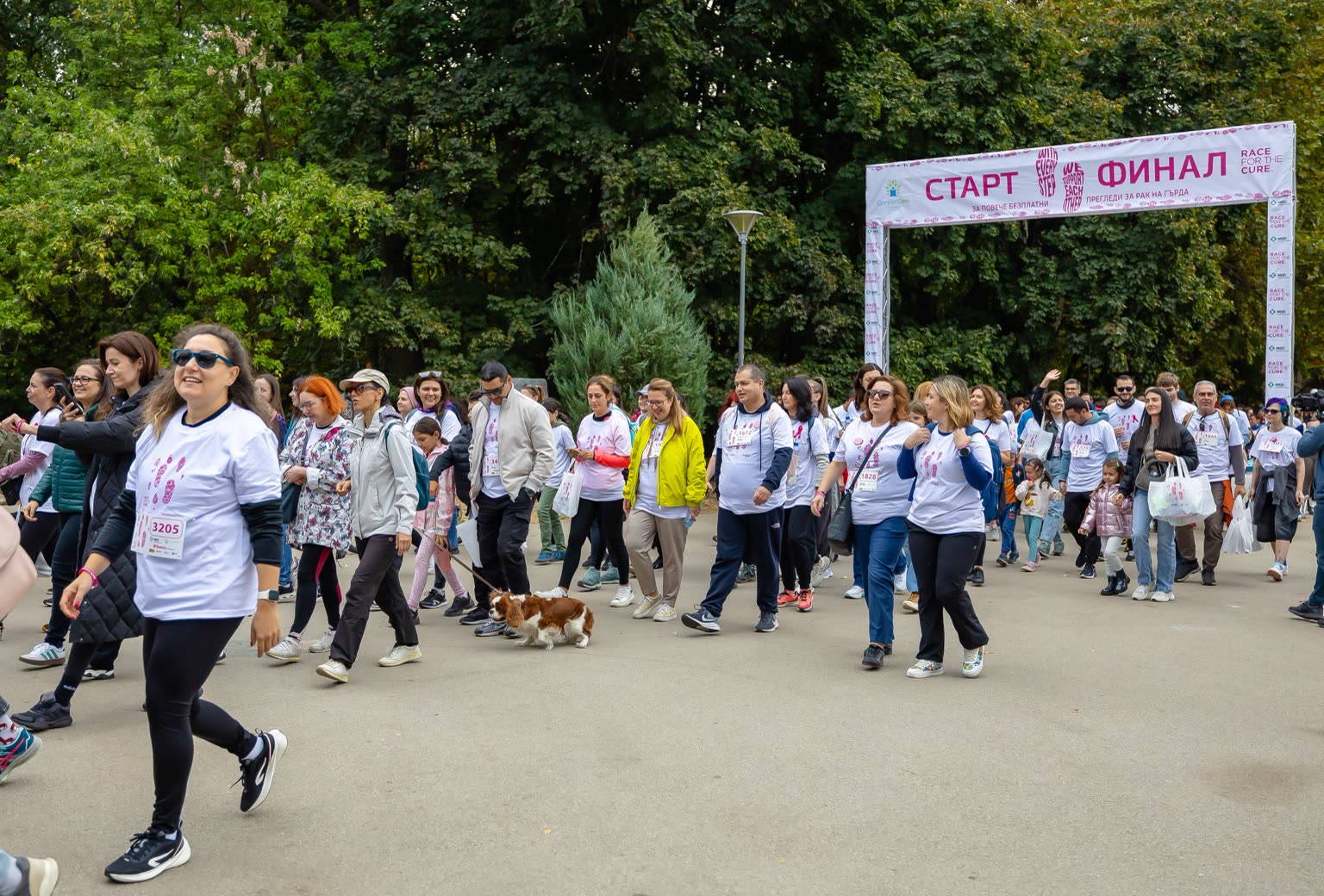 Participants in motion during Race for the Cure Bulgaria in Sofia